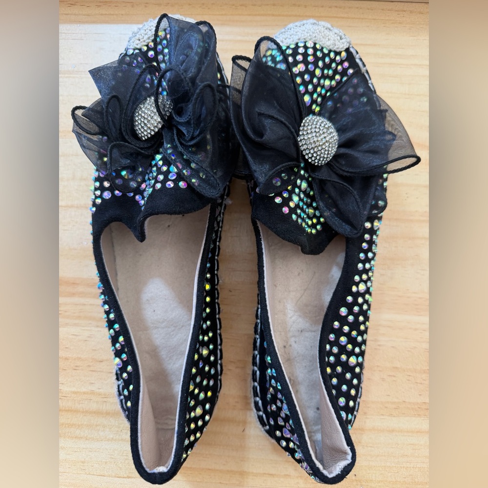 Elegant Black Rhinestone Women's Shoes